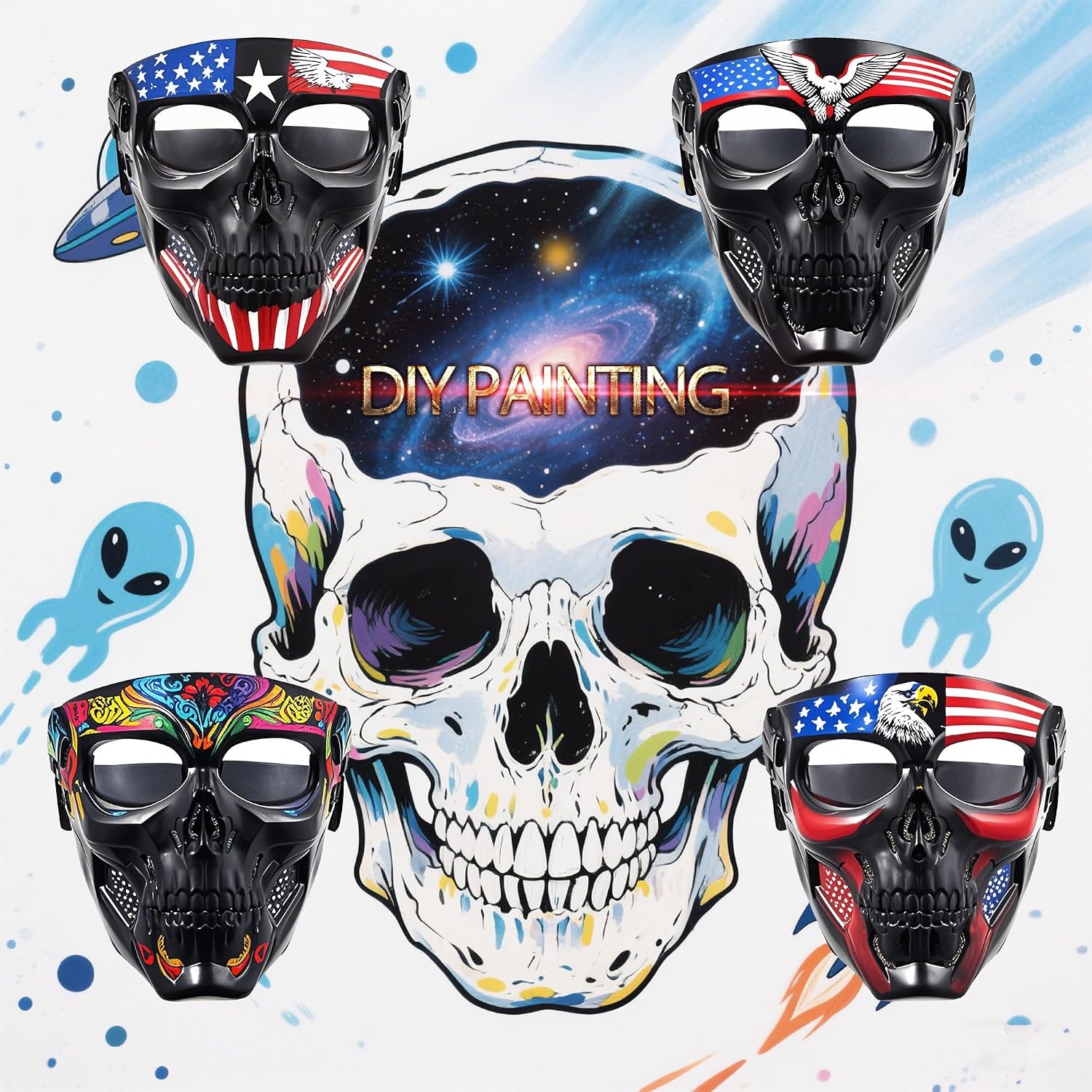 2 PCS Airsoft Mask Paintball Mask Full Face Tactical Mask Skull Mask