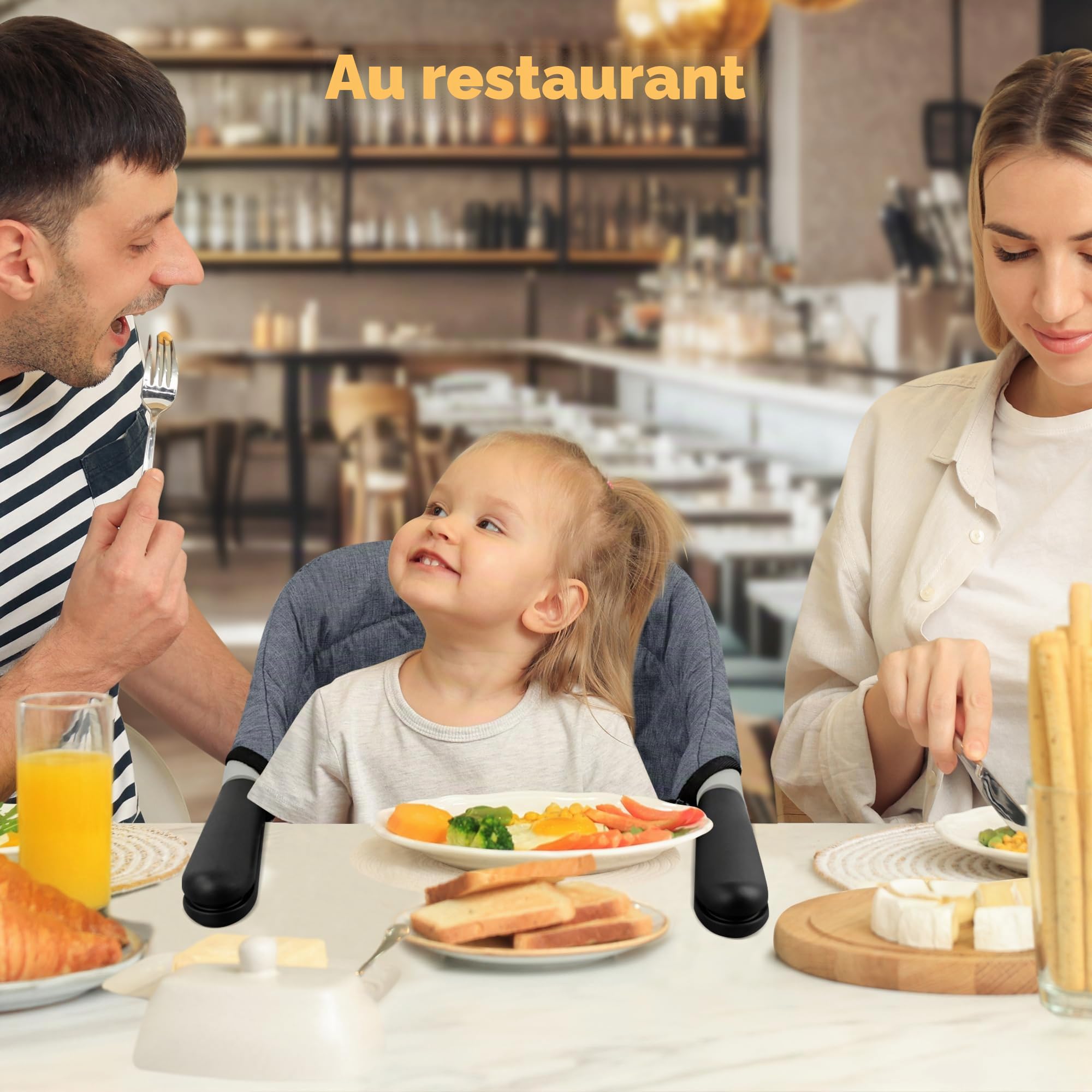 Toogel Siège de Table pour Bébé, Chaise Haute Portable Pilante avec Harnais de Sécurité, Chaise Enfant de Table avec Sac de Transport pour Maison et Voyage (Gris)