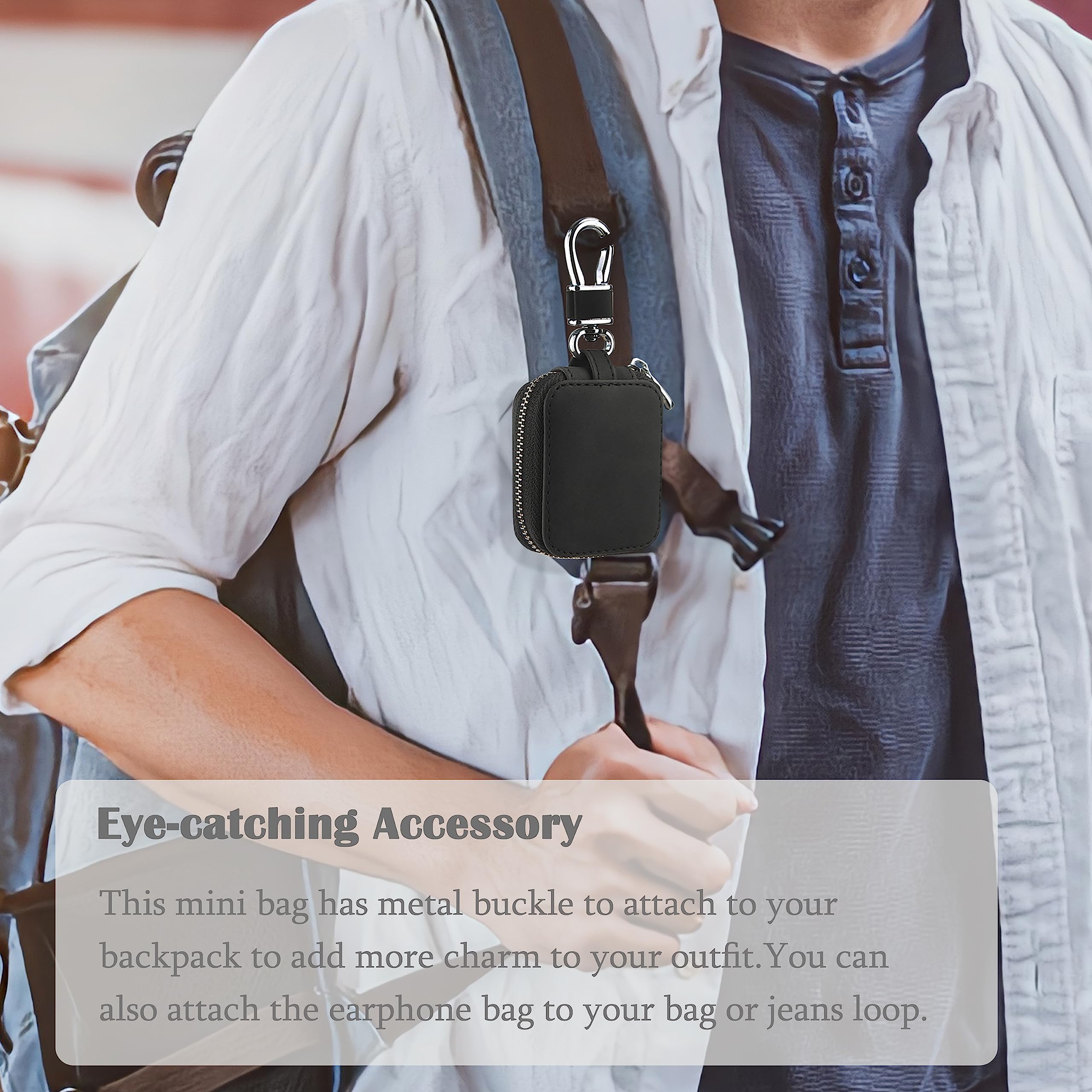 Funda de almacenamiento para auriculares compatible con Airpods 1/2/3/Pro, bolsa de transporte pequeña de piel sintética a prueba de golpes, funda universal de protección de viaje