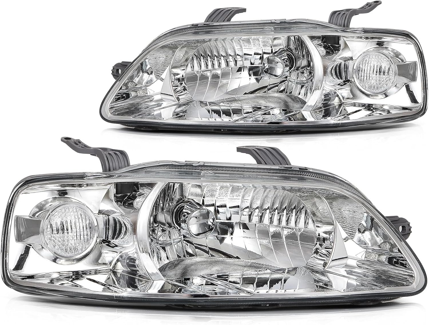 ECCPP Headlight assembly Fit 2004-2008 for Chevy AVEO Titanium Clear Chrome Housing Pair Headlights GM2502241