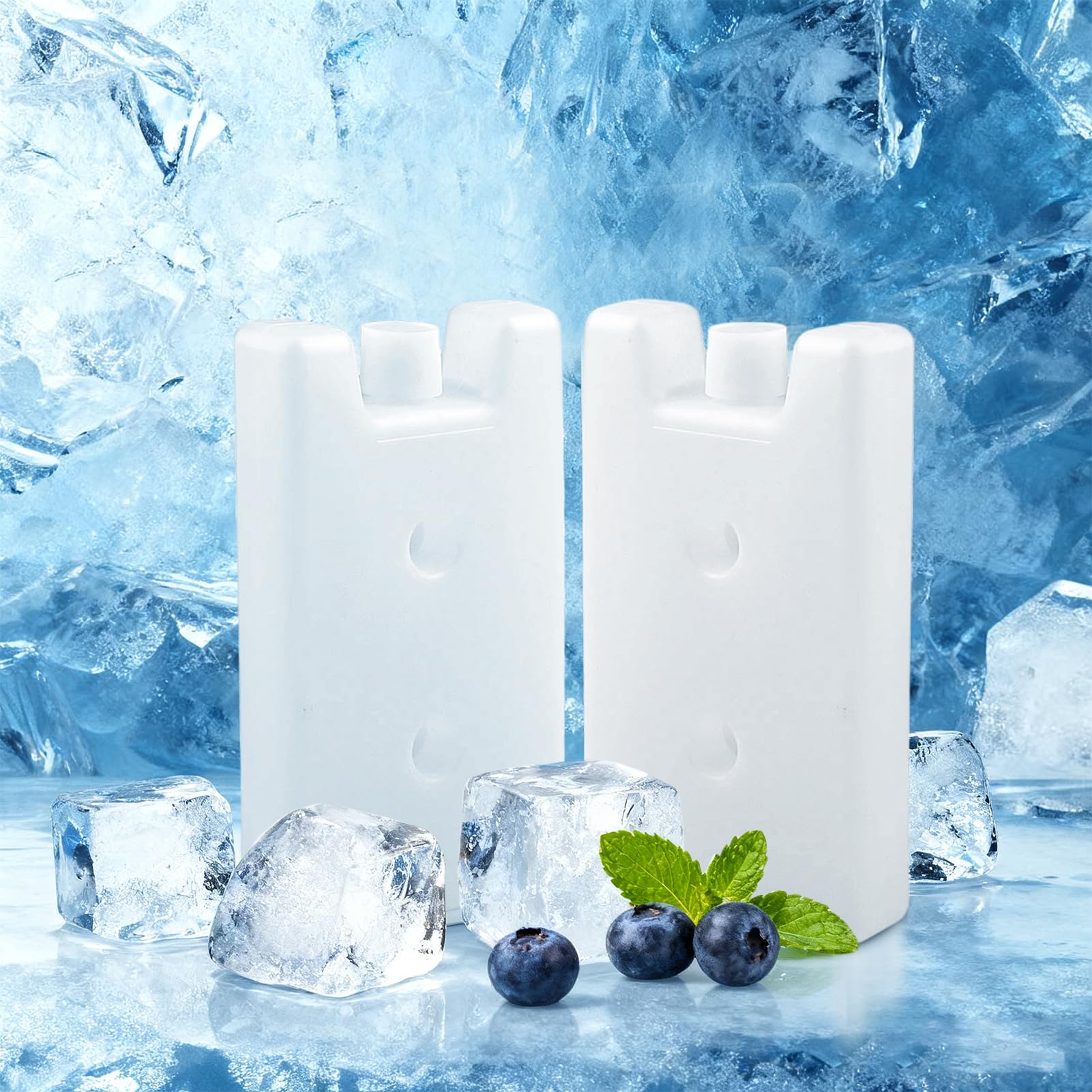 ilauke 6 Blocchi Mattonelle Refrigeranti Refrigeranti per Ghiaccio Confezioni di Ghiaccio Big Pack in Blu per Dispositivi di Rraffreddamento, Contenitori per Il Pranzo e Borse Frigo. 210g