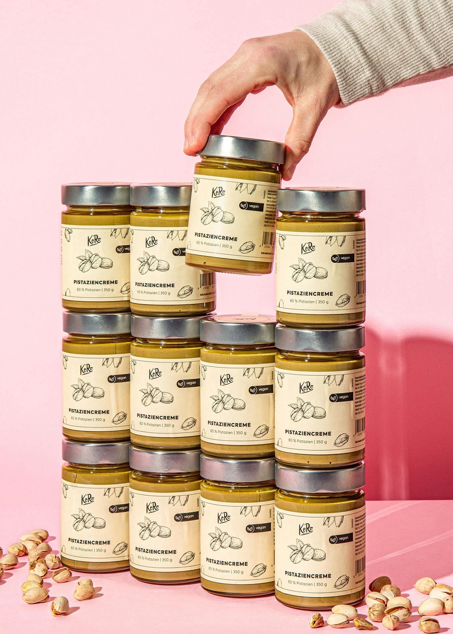 KoRo - Vegane Pistaziencreme 350 g - 60 % Pistazien - Ohne Palmöl - Angenehme Süße - Als Brotaufstrich oder zum Backen