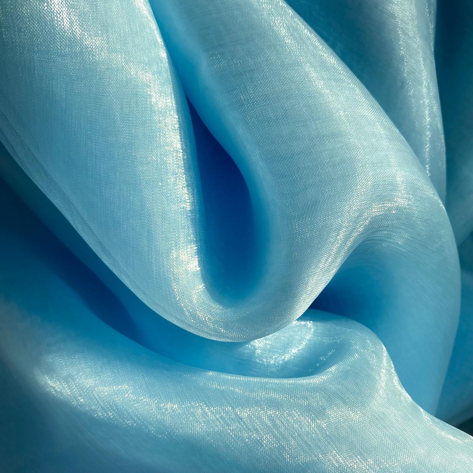 Sheer Organza Fabric for Crafts, Wedding Decorations and Events, 5 Metres x 1.5 Metres, Table Runner and Chair Sash Material (Baby Blue)