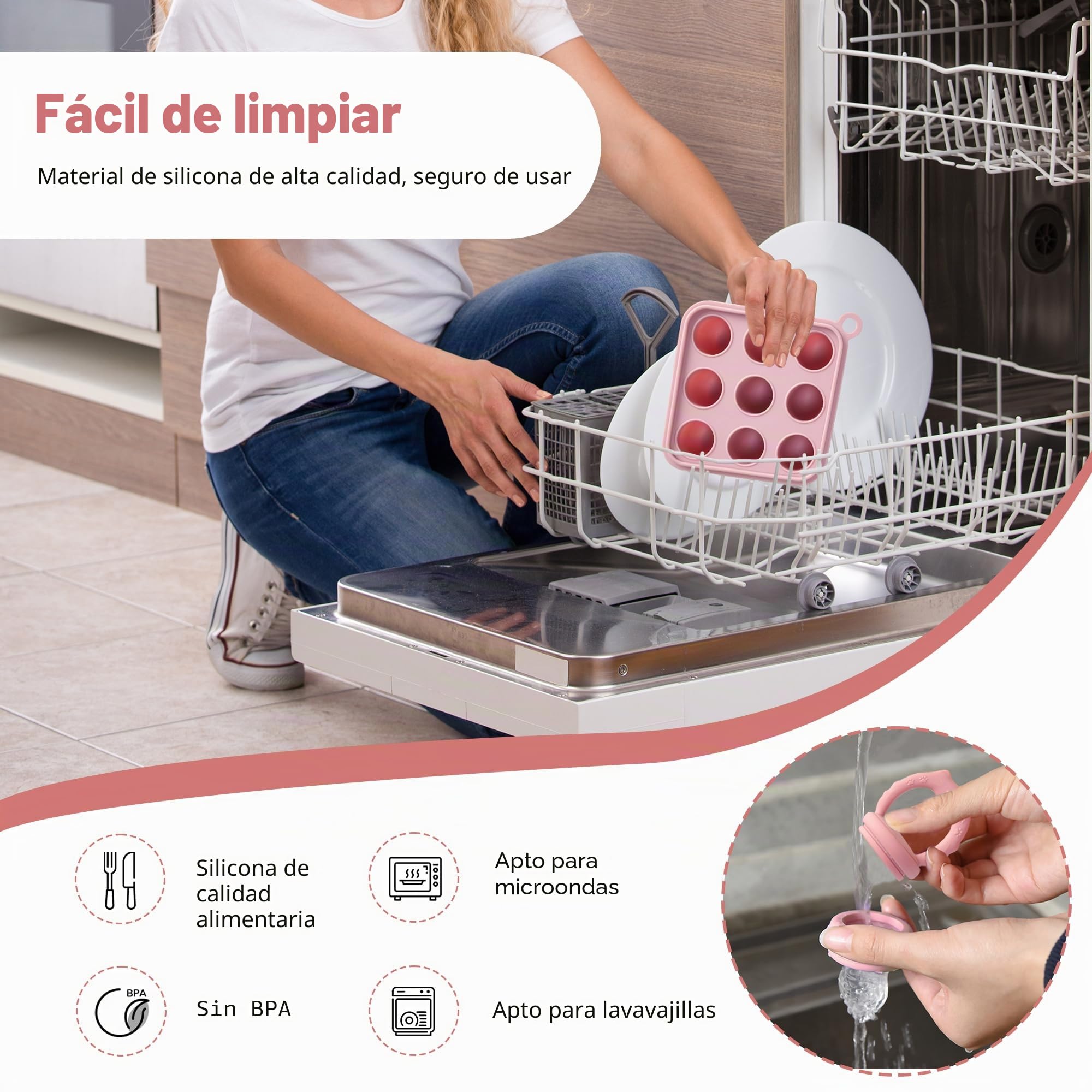 Alimentador de frutas para bebés y moldes para paletas de leche materna, bandeja de silicona para congelar alimentos para enfriar la dentición, alimentador de alimentos para bebés para una (Blue)