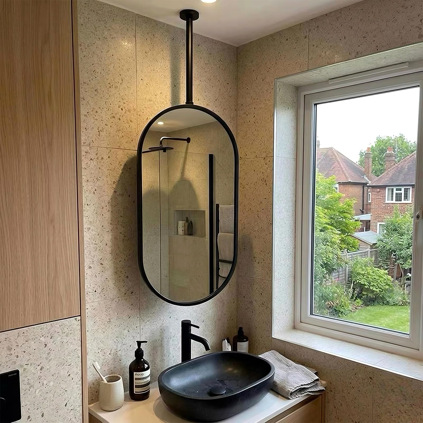 Specchi Per Trucco E Trucco Per Il Bagno, Specchio Da Appendere Al Soffitto, Specchio A Parete, Cornice In Metallo Con Vetro Infrangibile HD Per Ingresso, Soggiorno, Camera Da Letto(40cmx60cm)
