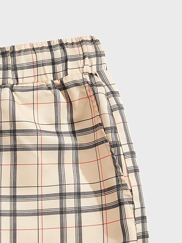 Miniatura 5 de GORGLITTER Conjunto deportivo casual de manga corta con estampado a cuadros para hombre