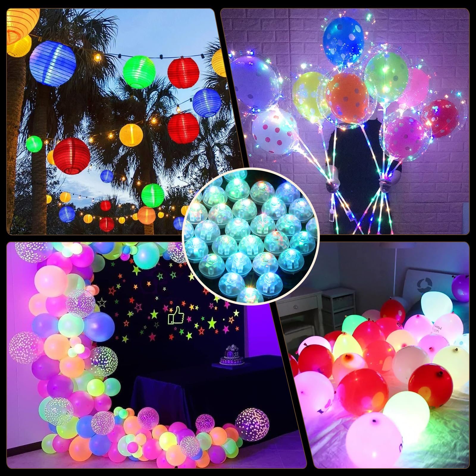 50 Pezzi Mini LED Palloncini Luci,Rotondo Lampada a Palloncino,Lampada a Palloncino Colorate,Luci a LED per Palloncini Luminosi per Matrimonio Halloween Festa di Natale Decorazione(Colorato