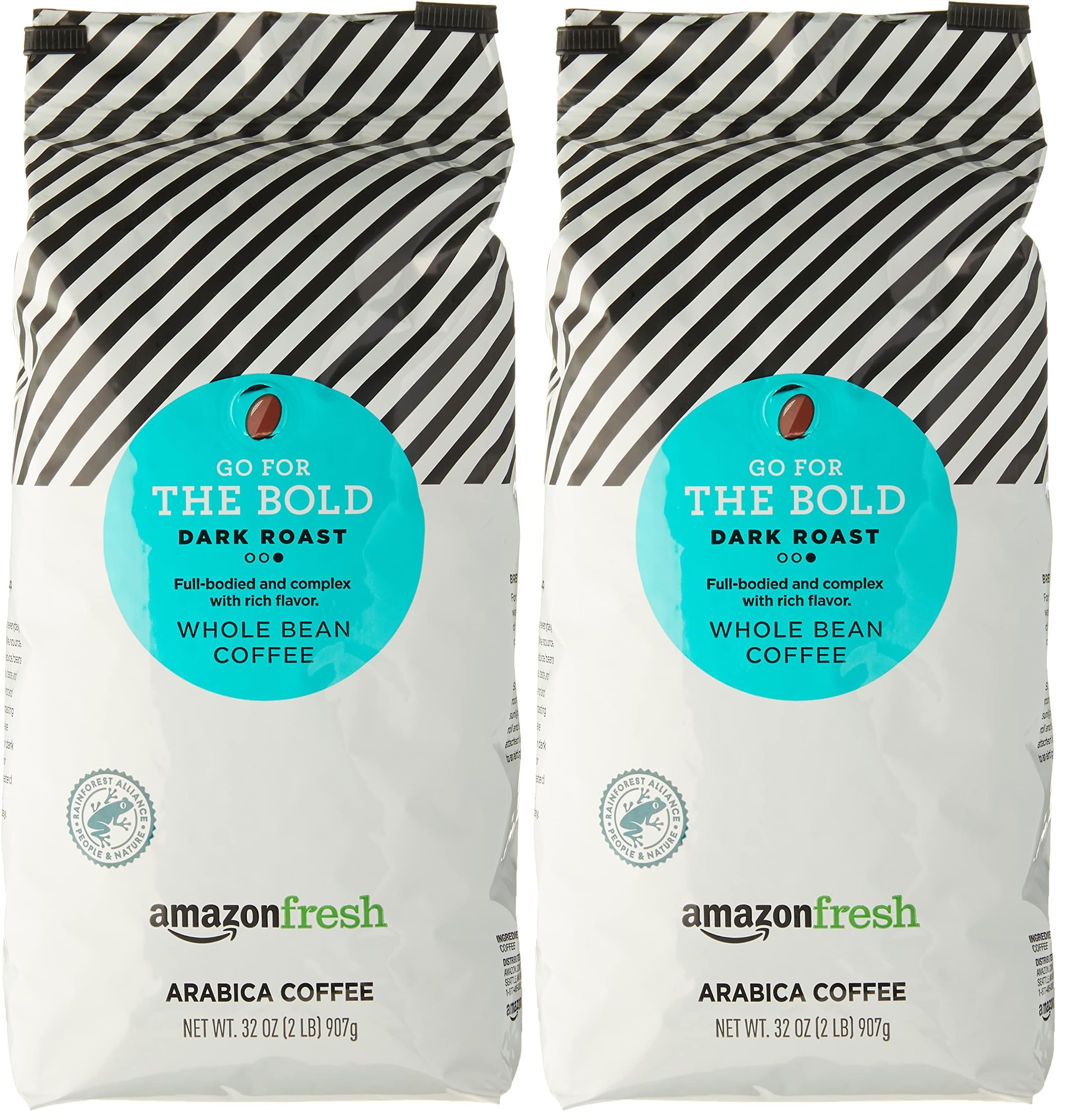 Amazon Fresh, Dark Roast, Whole Bean Coffee, 32 Oz (Pack of 2)