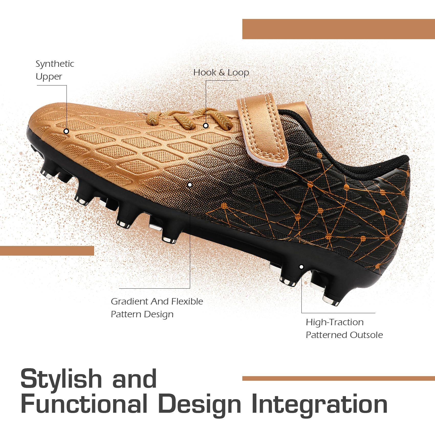 DimaiGlobal Kinder Fußballschuhe mit Stollen Jungen Mädchen Naturrasen Fussballschuhe Klettverschluss Kunstrasen Stollenschuhe FG AG Trainingsschuhe