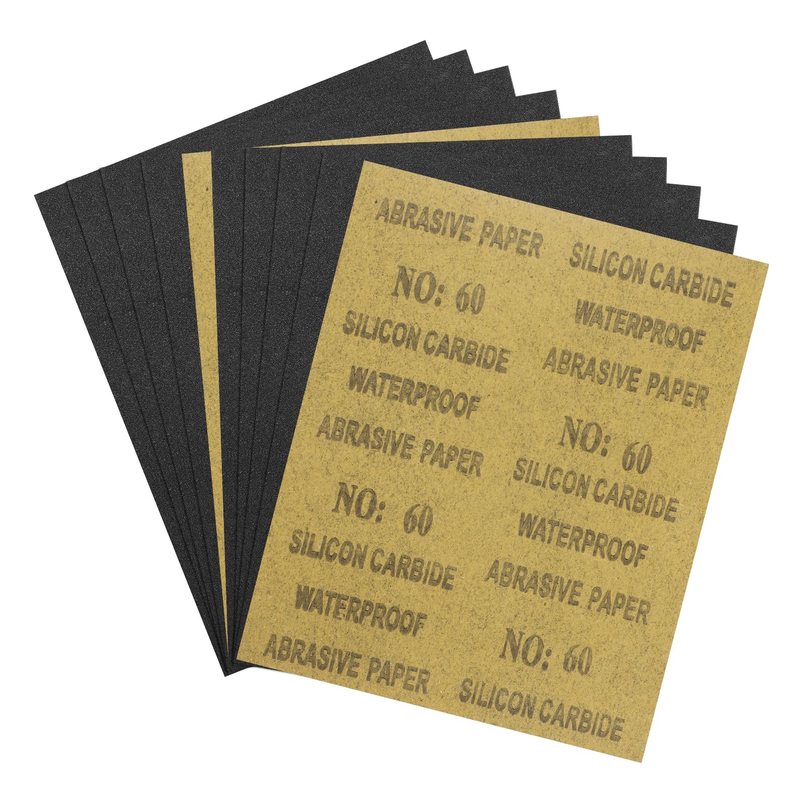 Kozelo 10pcs Sand Papers - [9 x 11 Inch x 60 Grits] Sandpaper Sheets for Metal Auto Wood Polishing and Scratches Removing, Silicon Carbide Abrasive
