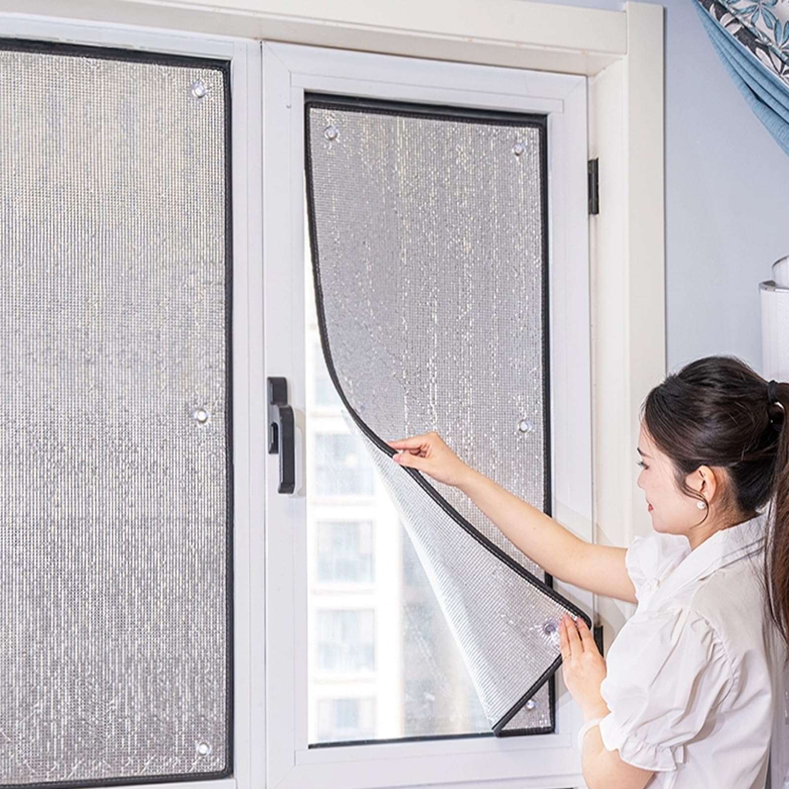 Pellicola per Vetri Finestre Autoadesiva Opaca,Pellicola Riflettente per Finestre 99% Anti-Uv Controllo del Calore Protezione Privacy,per Vetri Adatto Ufficio Casa Soggiorno (130x250cm/51"x98")