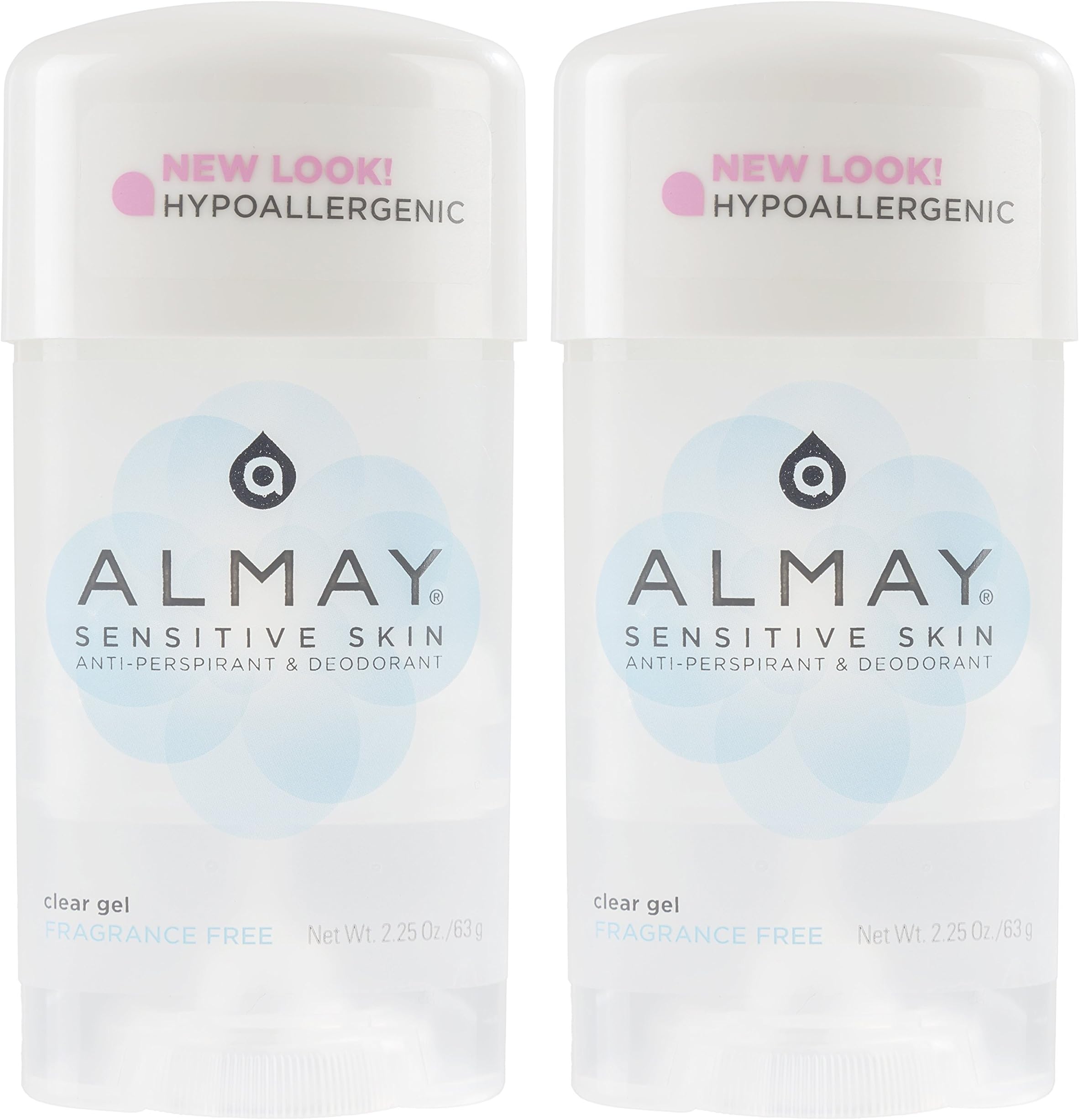 Almay Sensitive skin Clear Gel, Anti-Perspirant & Deodorant, Fragrance Free, 2.25-Ounce Stick (Pack of 2)