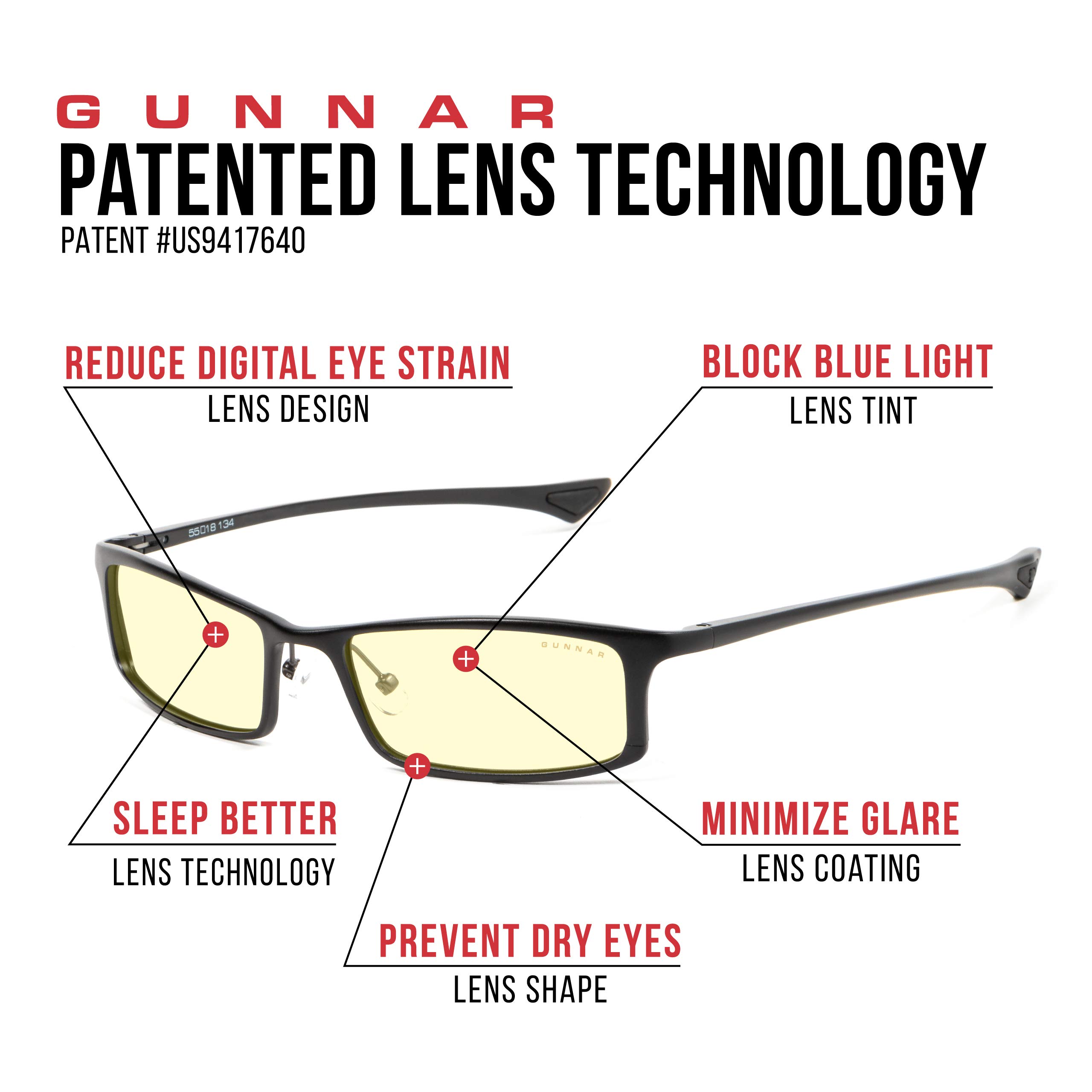 GUNNAR Reading Glasses/Phenom 1.0x Power, colore ambra, lente brevettata, riduce lo straining digitale degli occhi, blocco 65% della luce blu calda