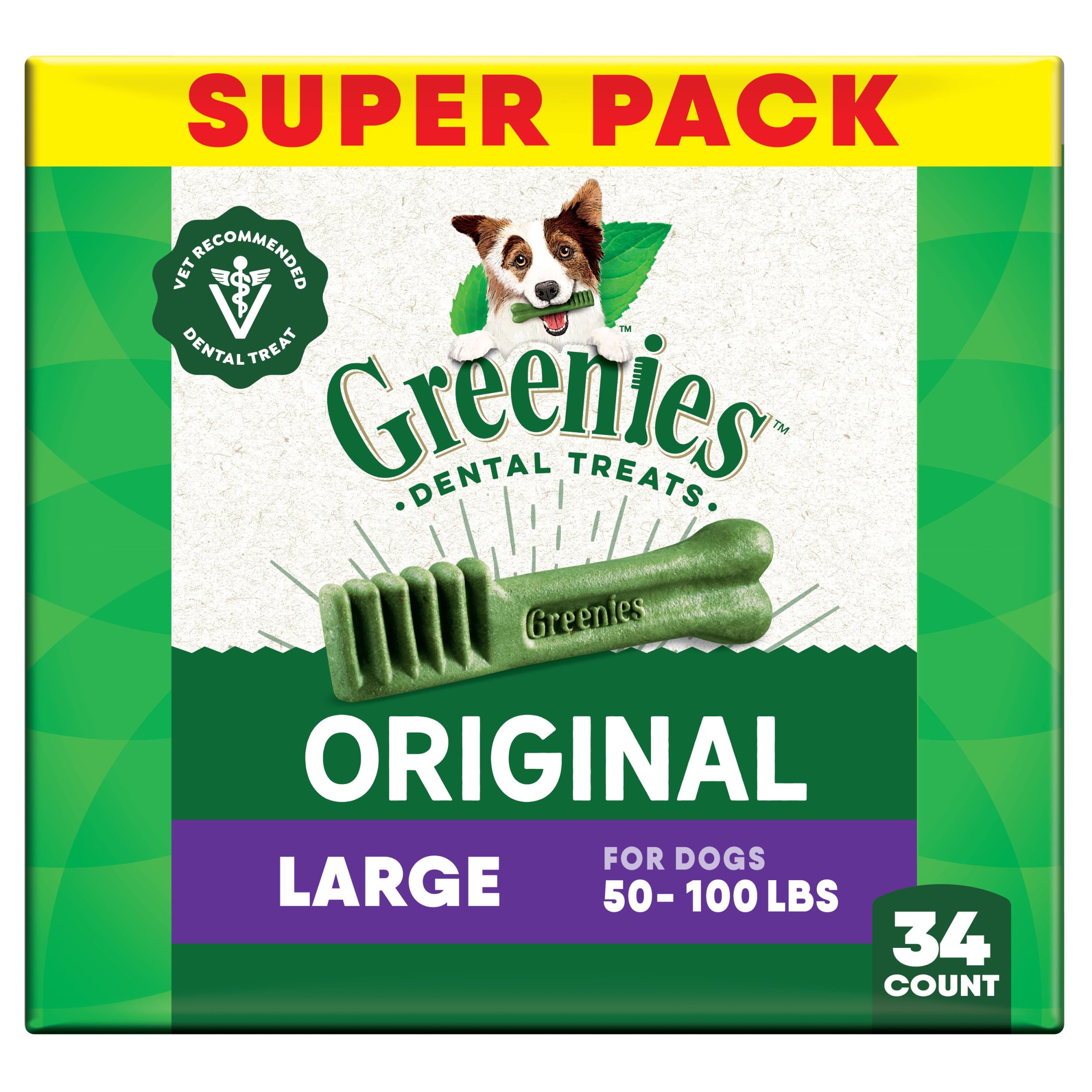 GREENIES Original Large Natural Dental Care Dog Treats, 54 oz. Pack (34 Treats)
