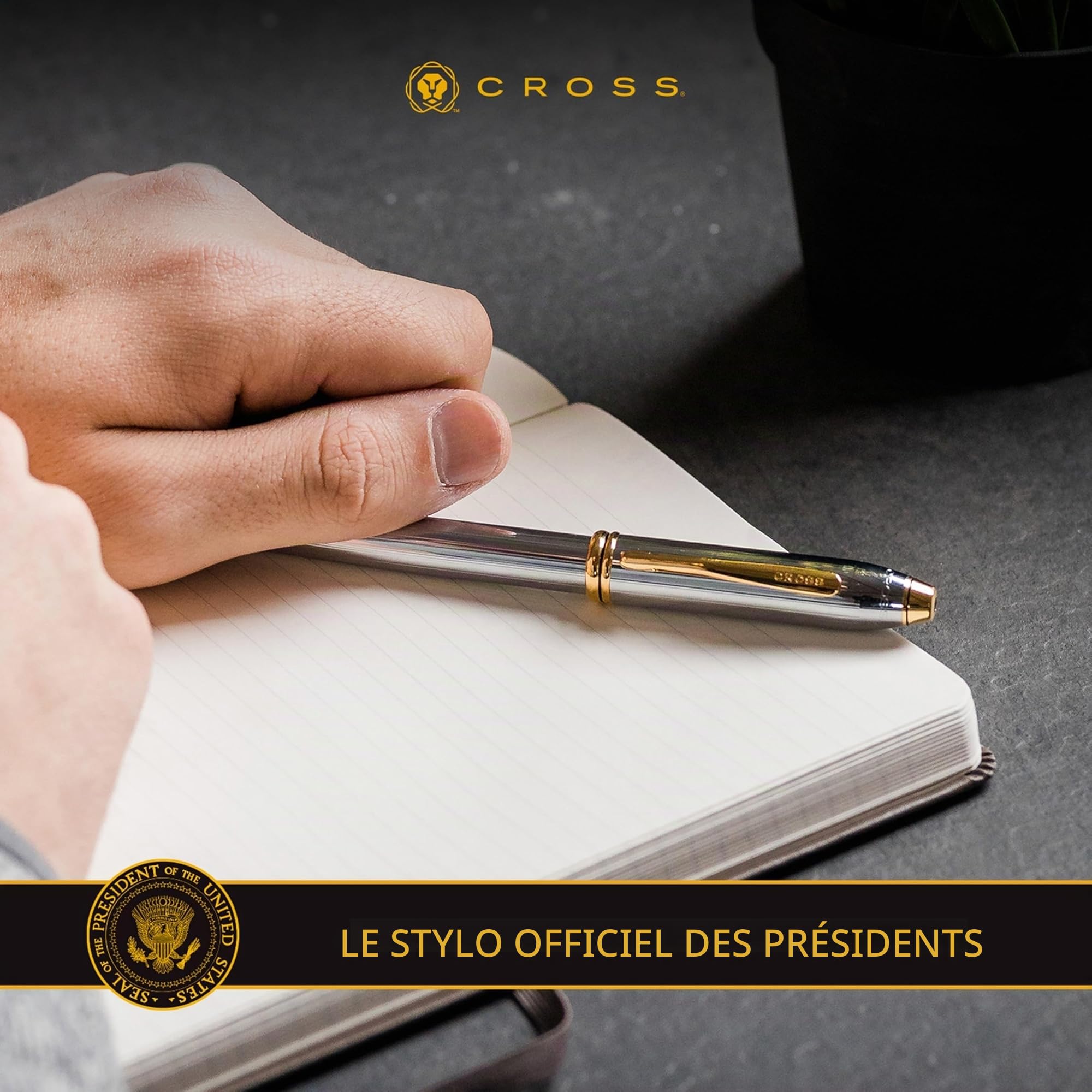 CROSS Townsend chrome poli - Roller noir convertible / stylo rechargeable - Écrin de luxe et recharge roller noire incluse