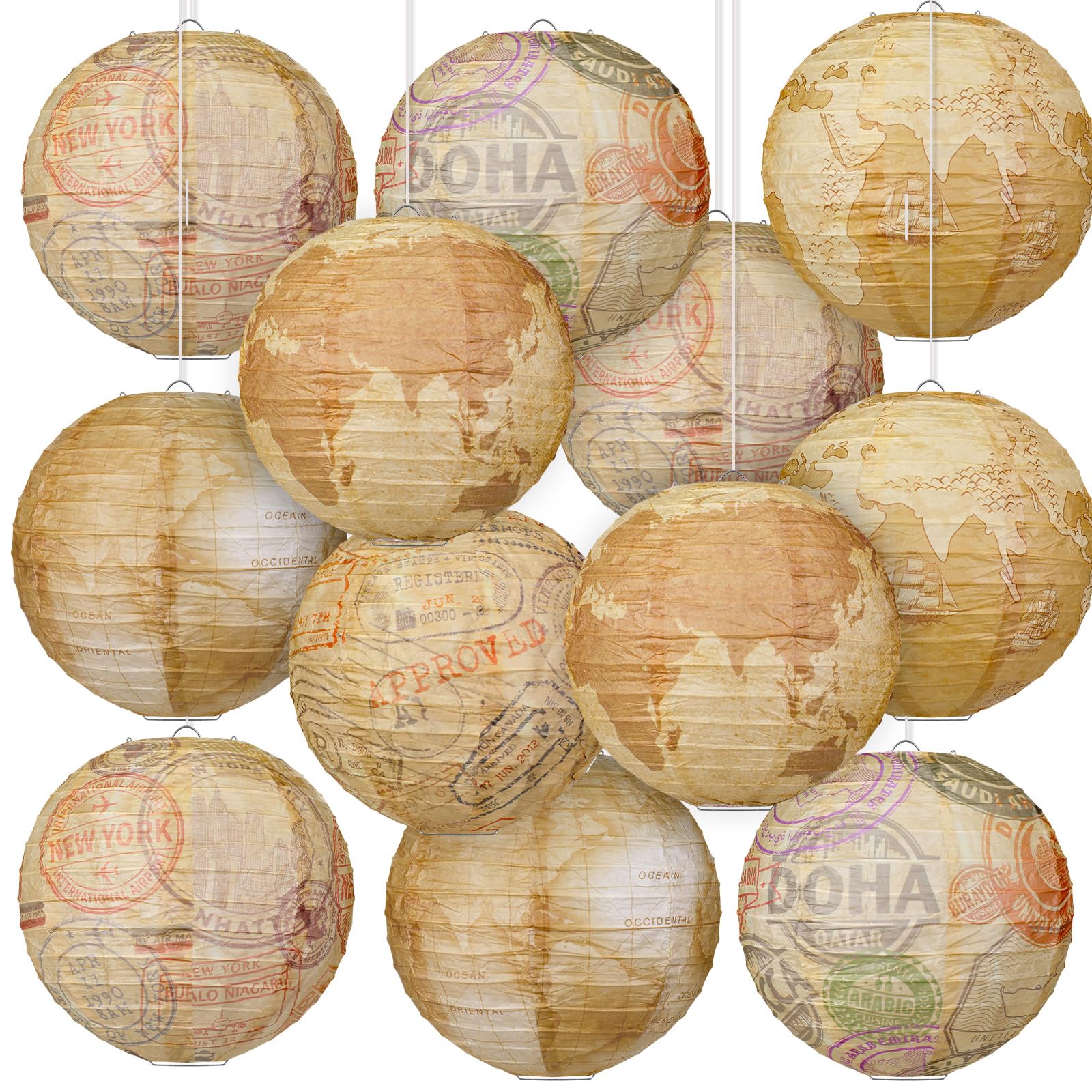 Panelee 12 Pcs Travel Themed Party Decorations Bon Voyage Hanging Lanterns