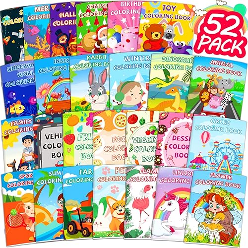 Glkuii Paquete de 26 libros para colorear para niños de 2-4-6-8-12, pequeños libros para colorear a granel para niños, regalos de fiesta de