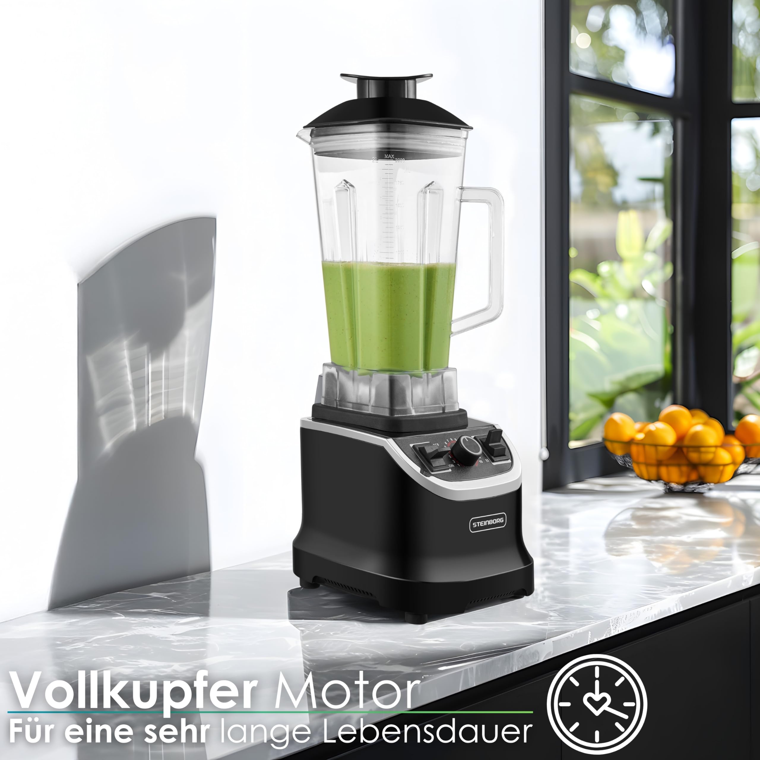 Hochleistungsmixer Professioneller Standmixer 2L BPA Frei Smoothie Maker Gastro Universalmixer Power Profi Mixer Küchenmixer Blender Multifunktionsmixer Multi Zerkleinerer 1.500W 28.000 U/min.