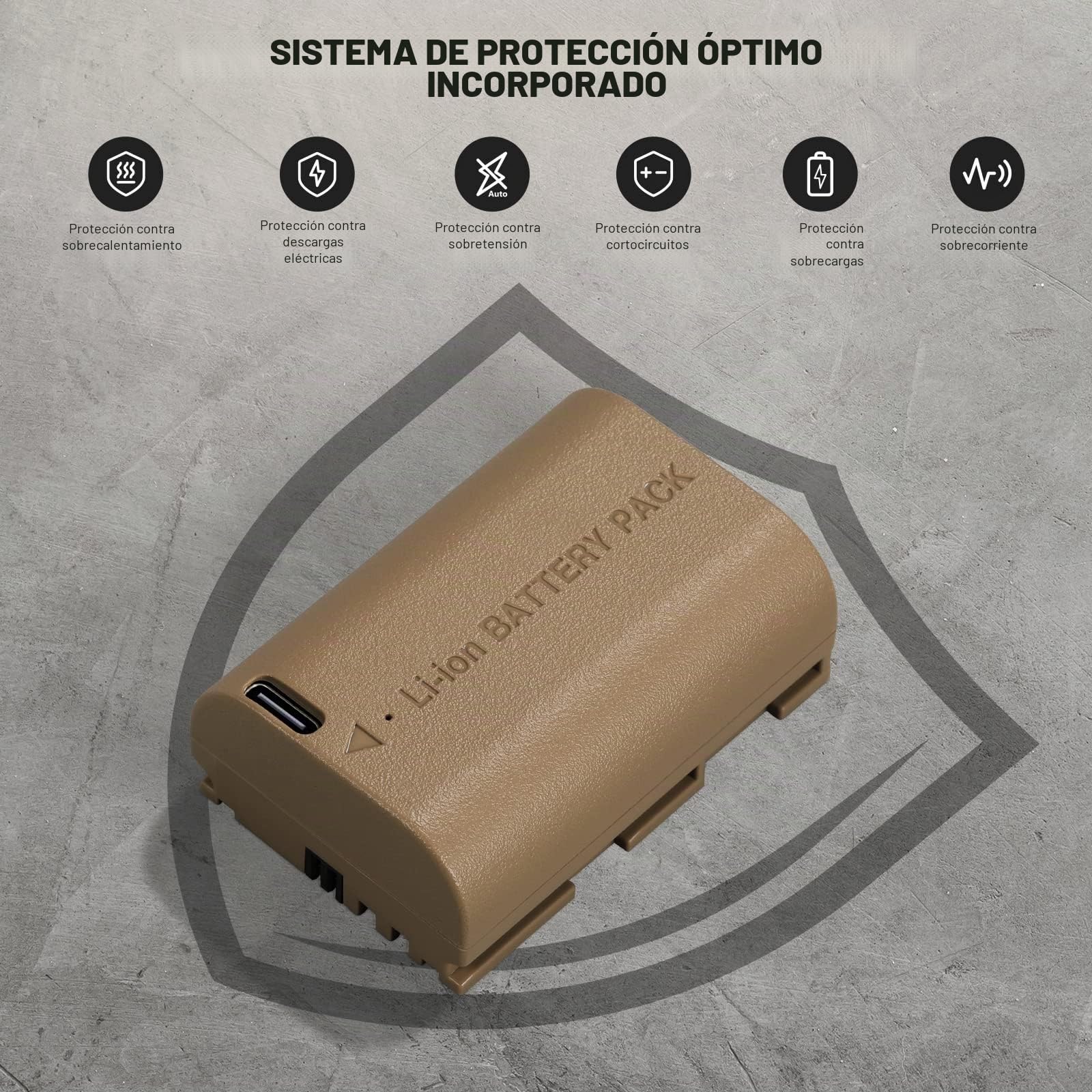 NEEWER Batería Recargable para cámara con Cable de Carga USB Tipo C, LP-E6NH LP-E6N LP-E6 Batería Compatible con Canon EOS R5 R6 R6 II R7 R 5D II III IV 6D 6D II 7D II 60D 70D 80D 90D