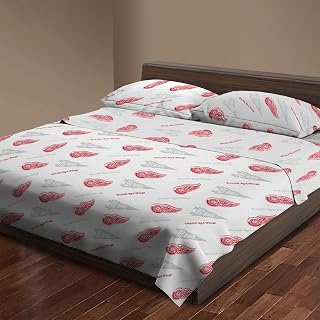 Northwest Officially Licensed Detroit Red Wings NHL Queen Size Sheet Set – Comfortable Bedding with Repeating Team Logos for Hockey Fans, Dorm & Game Day Spirit Rooms