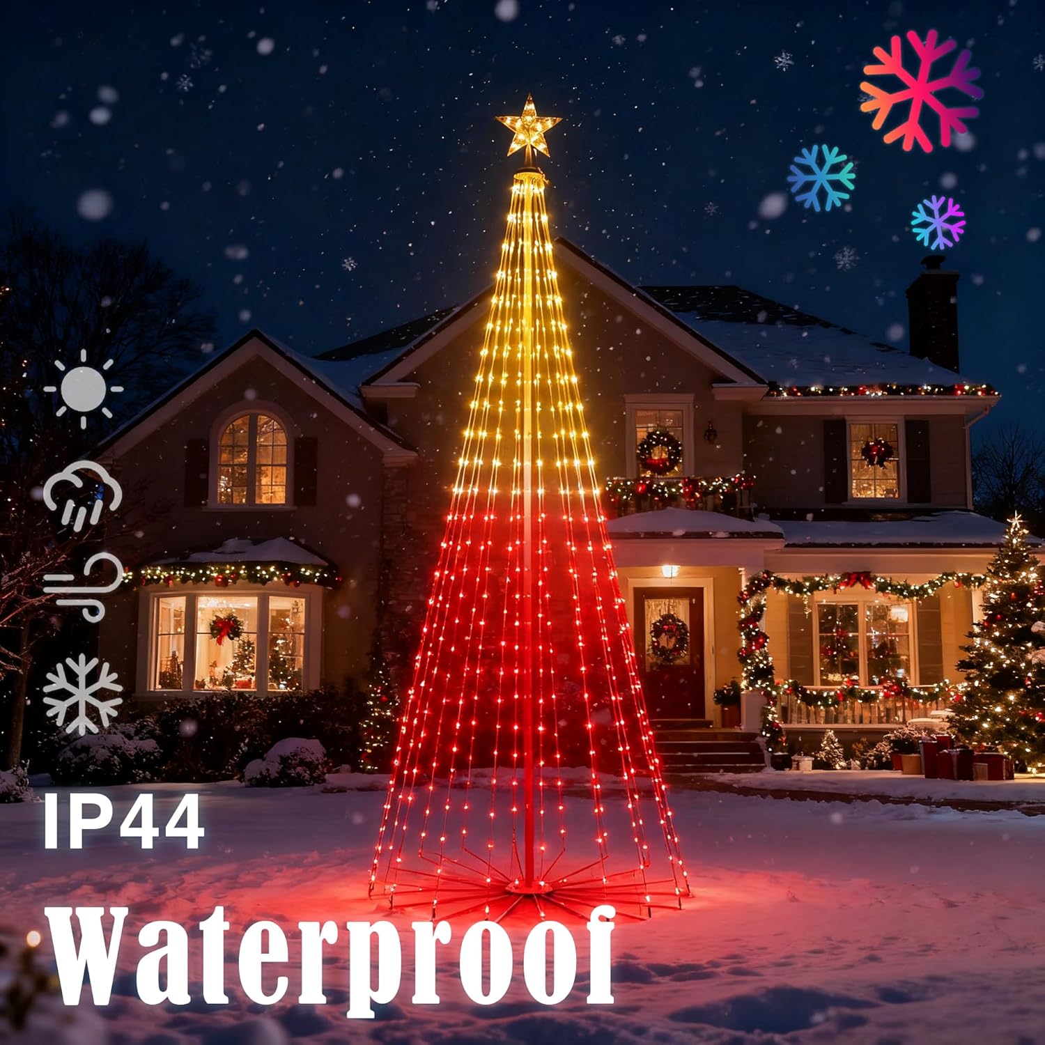 8ft Smart Christmas Tree with 340 RGB LED Lights, Music Sync, APP Remote Control with Timer, DIY Light Show, Star Topper, Indoor Outdoor Holiday Decoration