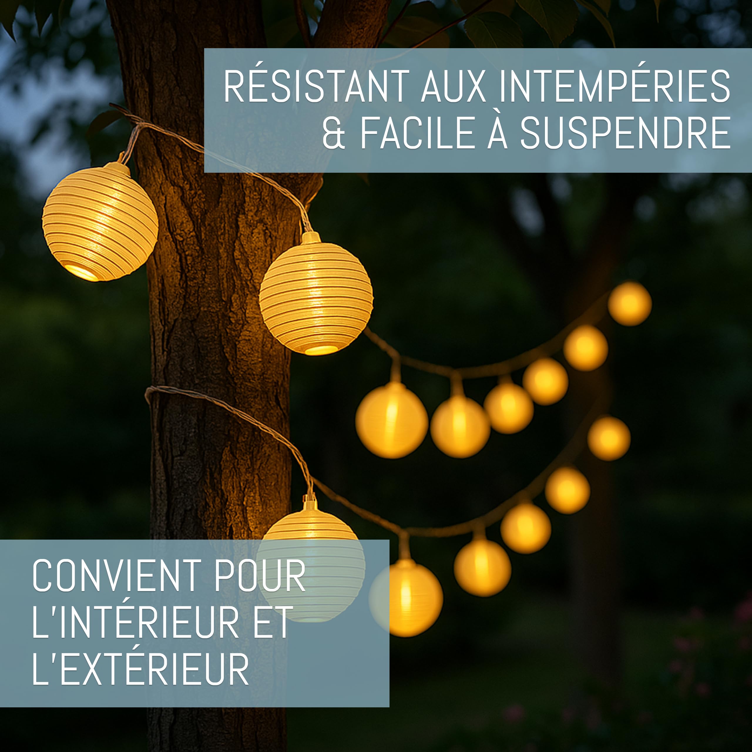 CozyHome Guirlande lumineuse exterieure lampions - 20 lampions LED & 7m I Avec prise I Guirlande lumineuse chambre Guirlandes lumineuses interieur I Fairy lights Girlande noel decoration d'intérieur