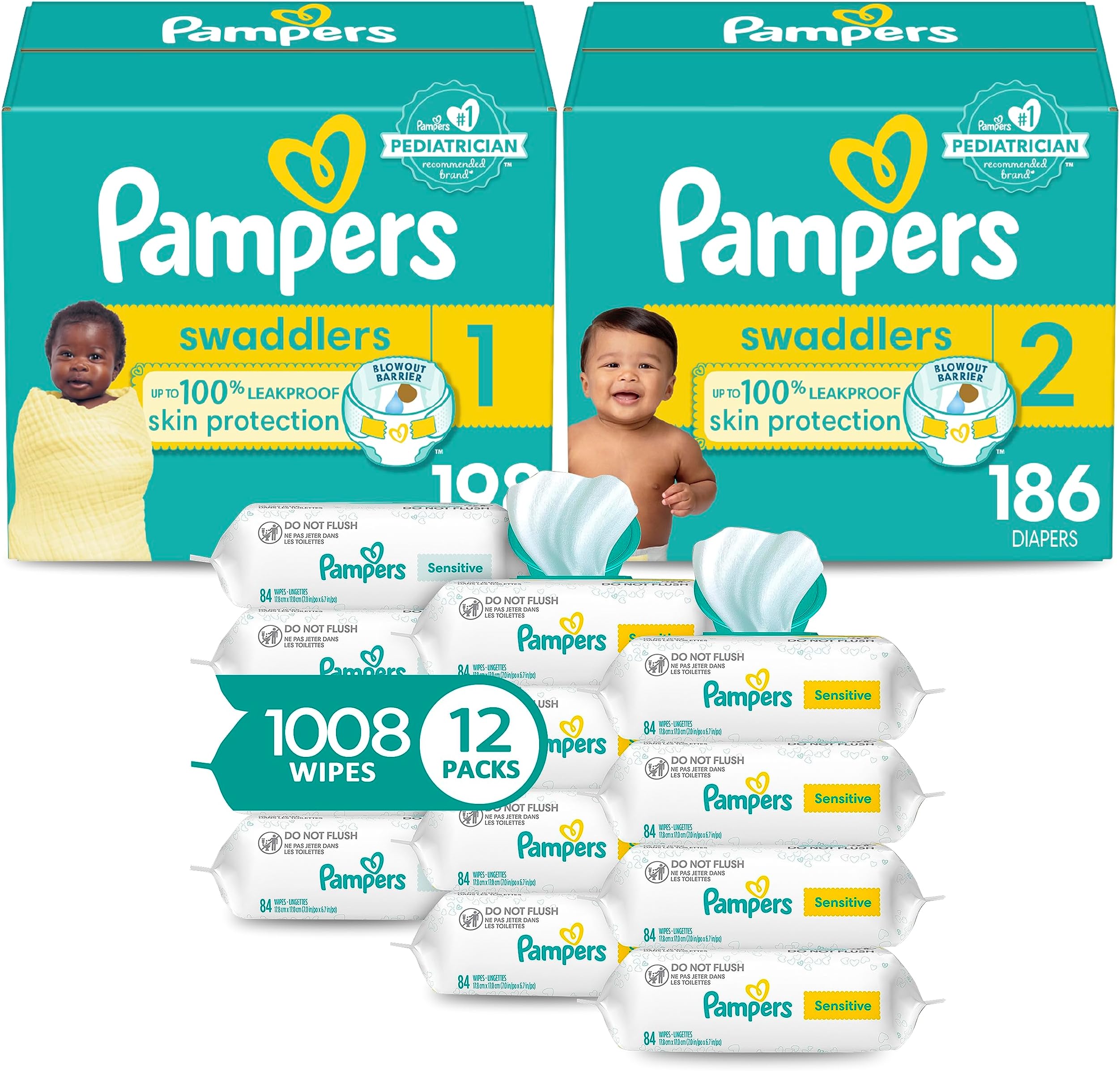 Amazon.com: Diapers Size 5, 164 Count and Baby Wipes - Pampers Baby Dry