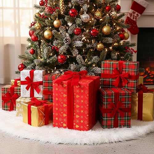 Miniatura 9 de Cinta de terciopelo con alambre de Navidad con borde dorado, impermeable, cinta decorativa de terciopelo para envolver lazos de corona de Navidad,