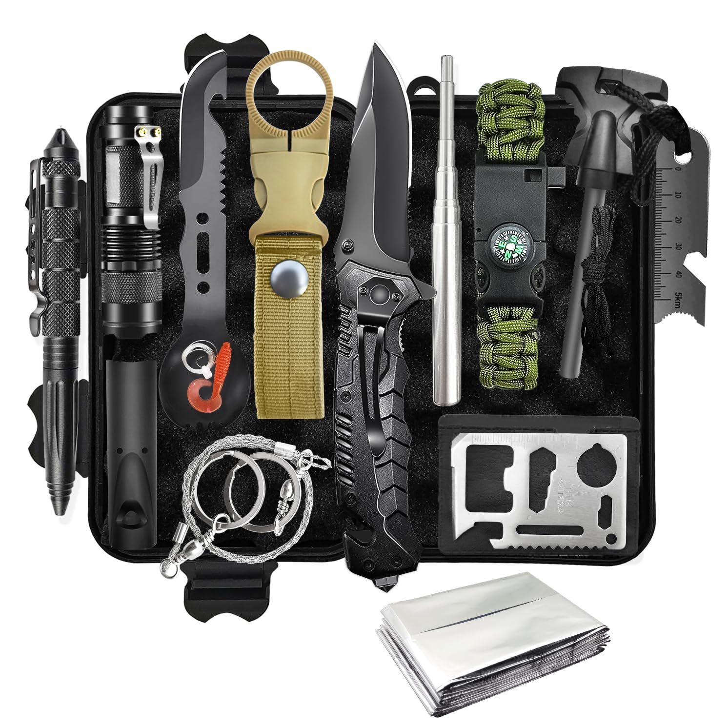 Kit di sopravvivenza, Kit di emergenza professionale, attrezzatura di sopravvivenza per campeggio all'aperto, avventure, escursionismo, caccia, pesca, uomini, papà