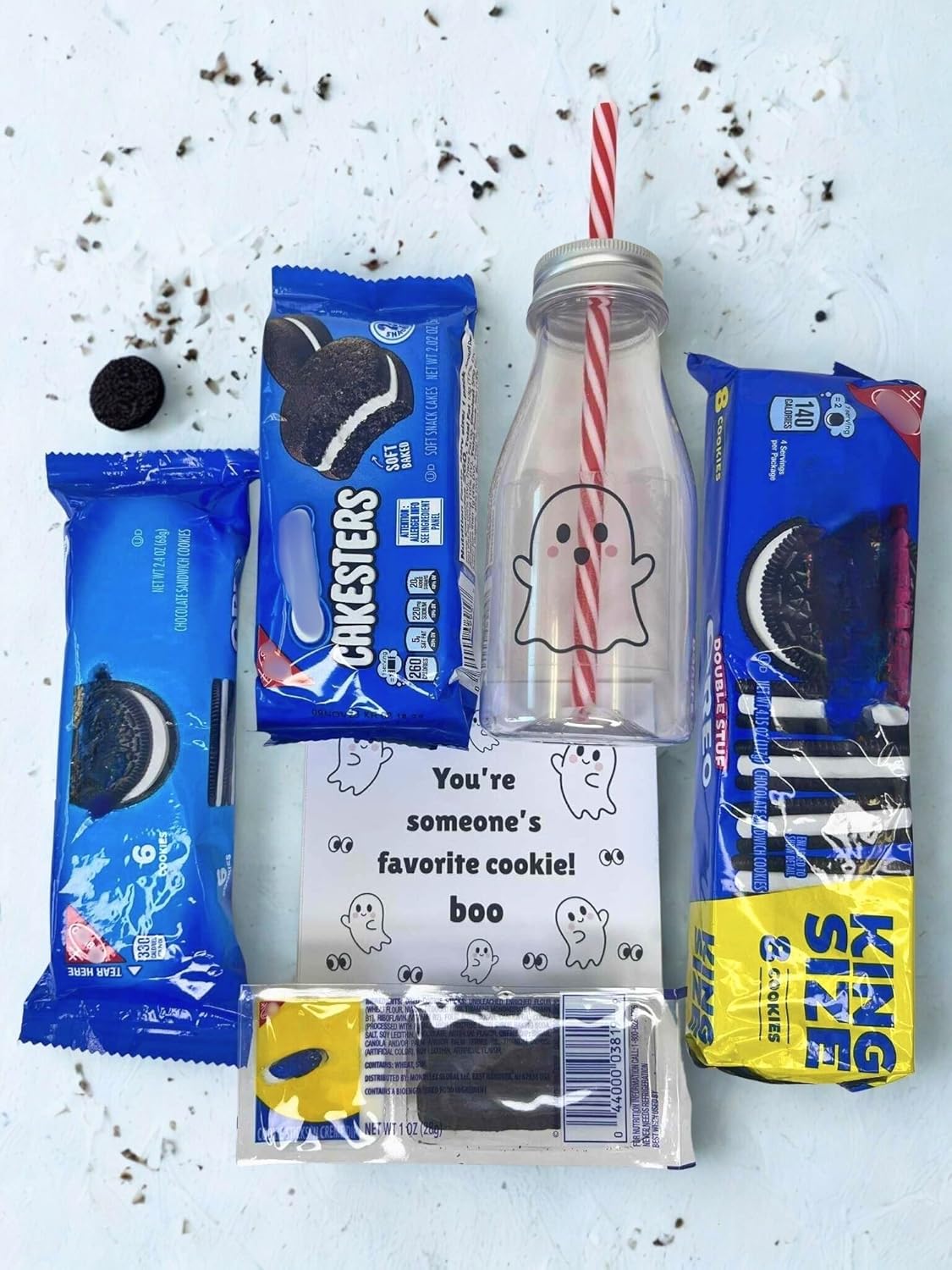 milk & cookies, co. Little Scare Snack Box – Halloween Cookie Gift Basket with Milk Jug & Straw | Spooky Snack for Kids, Teens, Adults, College Students | Trick-or-Treat Alternative, Party Favor, or Gift Message Option