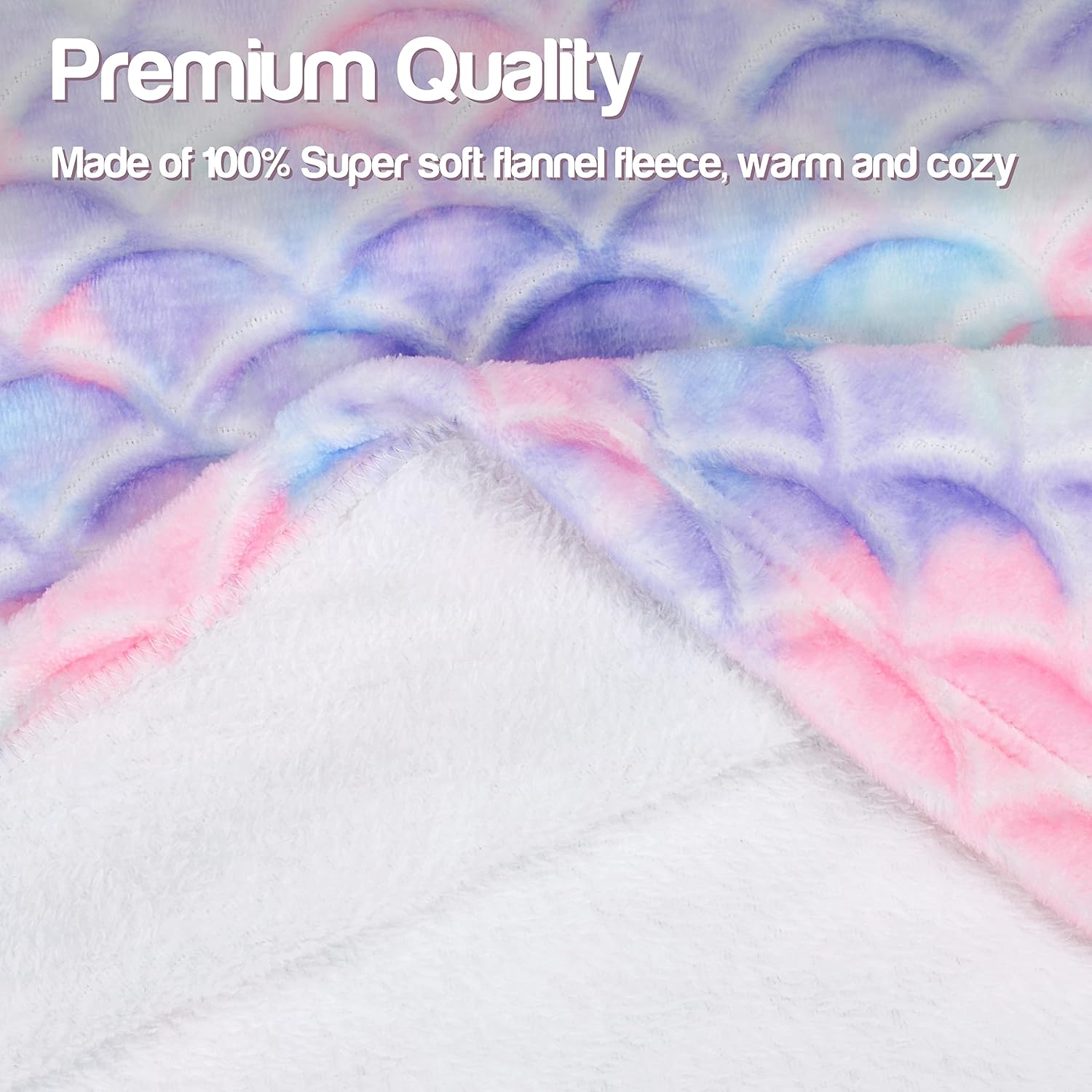 Catalonia Kids Mermaid Tail Blanket, Flannel Wearable Blanket for Girls | Raised Fish Scale Texture, Fits Ages 3–14, Cozy for Sleeping, Reading and Movie Time, Birthday and Holiday Gift for Daughters