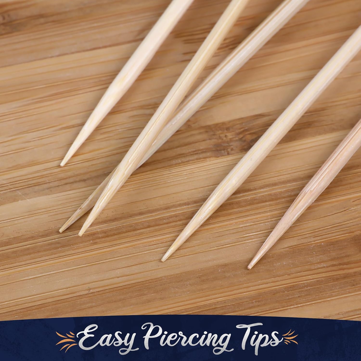 BambooMN Decorative Ball End Bamboo Cocktail Appetizer Picks - 5.9" (15cm) - Clear - 300pcs