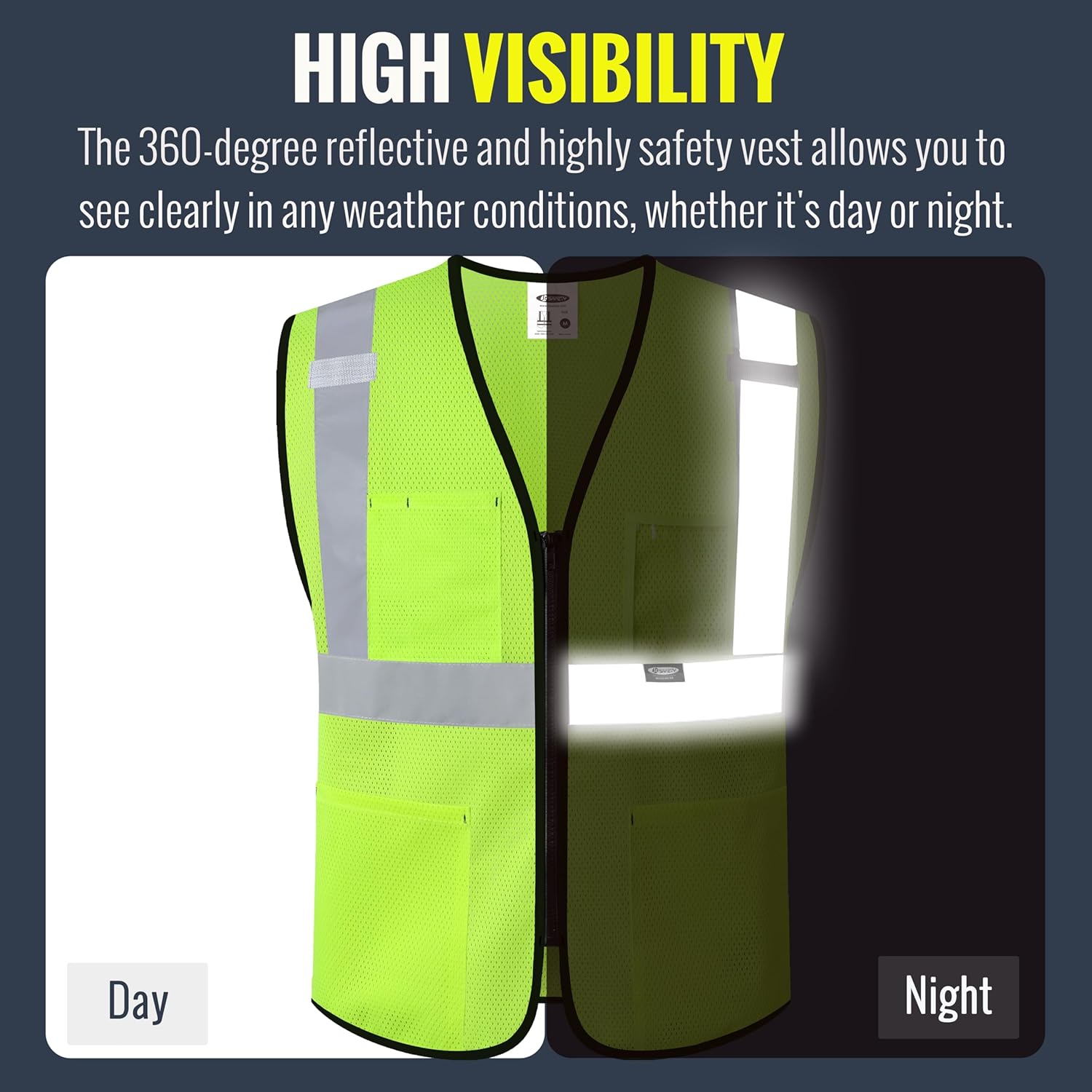 JKSafety Safety Vest for Men Women 10 PCS Hi Vis Construction Vest Reflective Class 2 High Visibility Meet ANSI Standard - Image 2