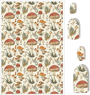 Briartw 10 Sheets Mushrooms and Ferns Polymer Clay Transfer Paper,Per Sheet 3.93inch x 5.82inch Polymer Clay Transfer Sheets for DIY Clay Jewelry Making Disposable Stickers