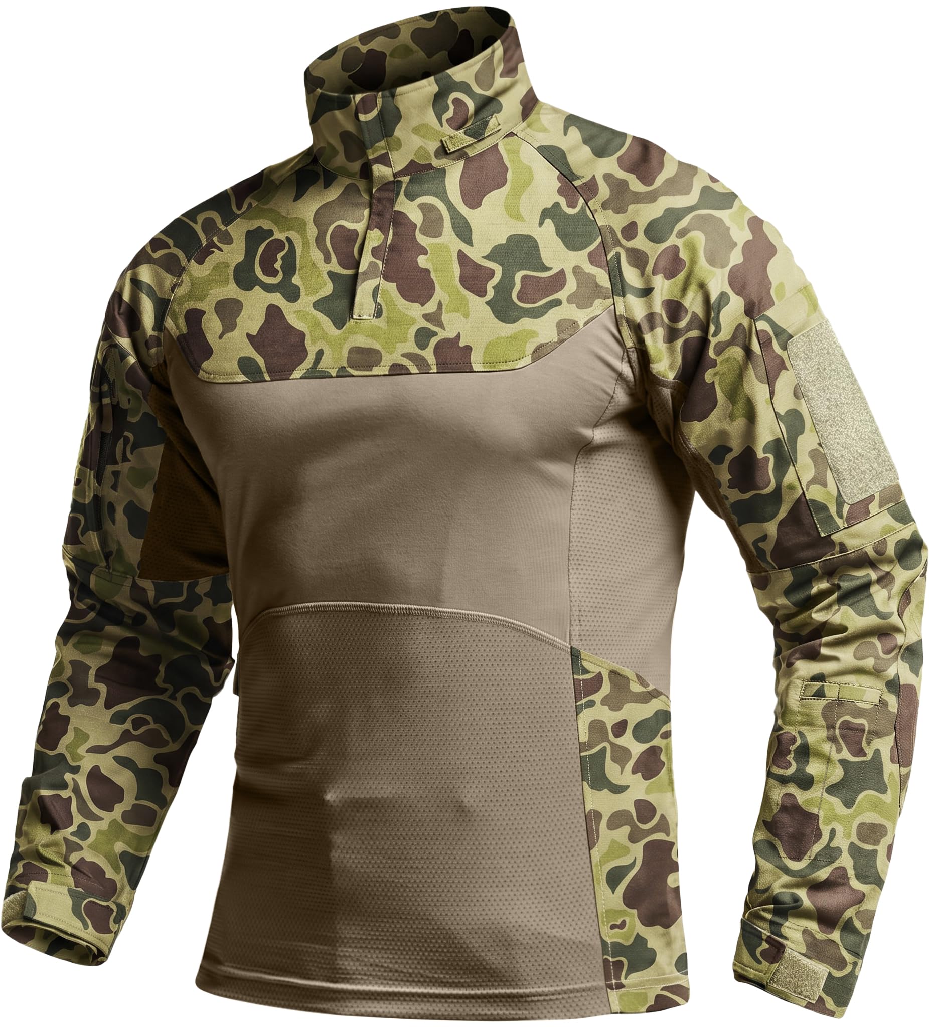 CQR Men's Tactical Combat Shirt, 1/4 Zip Long Sleeve Breathable Military BDU Training Top for Shooting, Hunting, Range Use