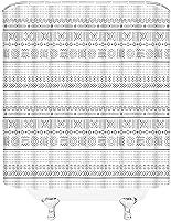 Vista 4 de Cortina de ducha geométrica bohemia negra y blanca, moderna, estilo tribal, retro, azteca occidental, abstracta, de mediados de siglo, tela de arte
