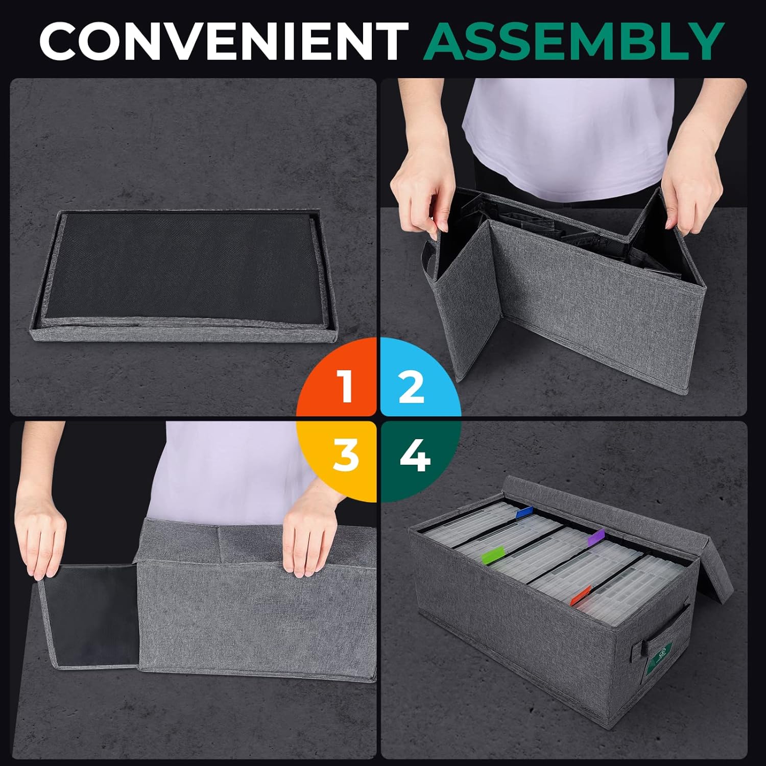 DVD Storage Box Pack of 3, Practical DVD Case Holder Organizer 15.75 x 8.46 x 6.3 Inch, Disc Holders with Lid for Movie & Video Game Storage, DVD Rack to Hold up to 75 DVD Cases - Gray