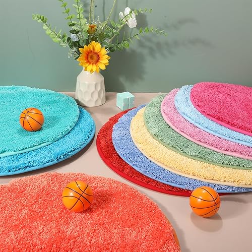 Miniatura 3 de 24 alfombras circulares para niños, de 18 pulgadas, coloridas, divertidas, redondas, de color sólido, para el aula, para el hogar, biblioteca,