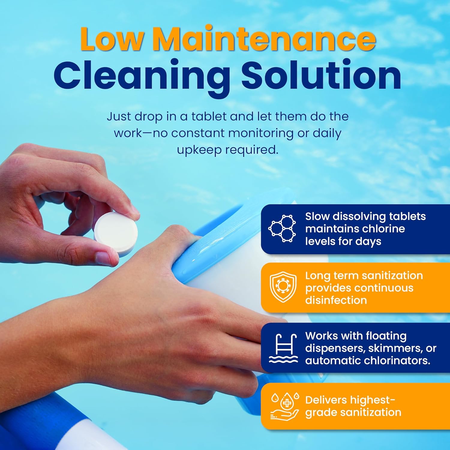 Pool Shark Swimming Pool Chlorine Tablets - 3-Inch Chlorine Tablets - Slow-Dissolving 90% Active Chlorine Tabs - Pool Chemicals for Inground Pools, Above Ground Pools, Saltwater, Spa, Hot Tub (20 lbs) - Image 5