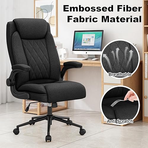 Miniatura 4 de ralex-chair Big and Tall Office Chair -500 lb Heavy Duty Office Chair for Big Man, Fabric High Back Executive Office Desk Chair with 120° Tilt