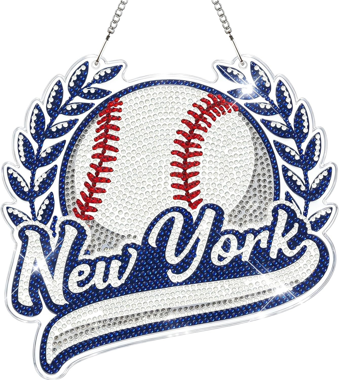 Aoryalps DIY Acrylic 5D Diamond Painting, Baseball Fans Diamond Art Hanging Kit for Adults, Hanging Ornament Home Wall Decor and Fans Gift