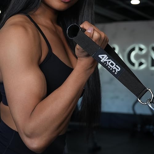 Miniatura 4 de 4KOR Fitness - Asas de ejercicio resistentes  Accesorios de agarre de goma para máquina de cable y bandas de resistencia, equipo de fitness de