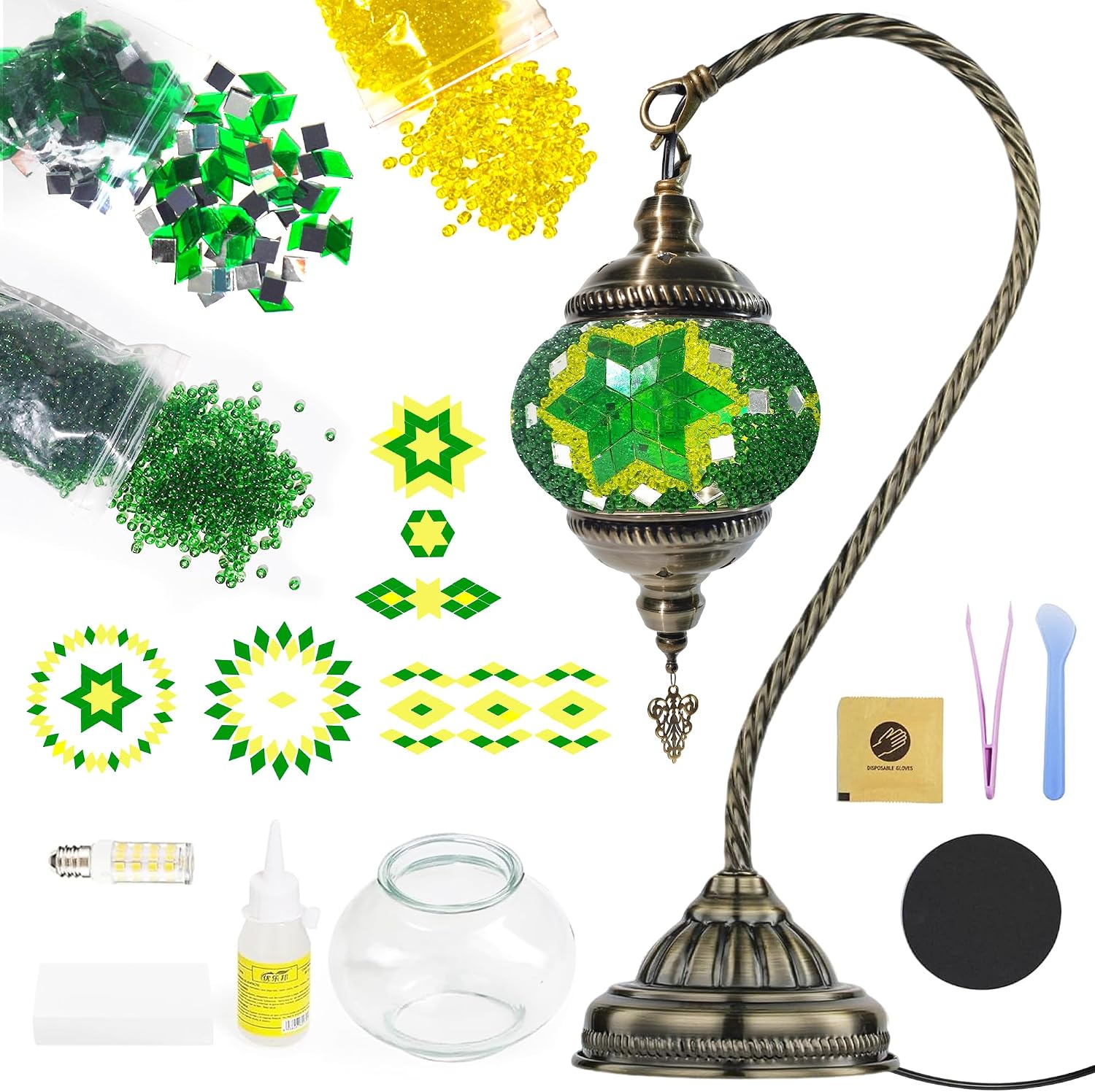 DIY Turkish Mosaic Lamp Kit, Bedside Turkish Lamp for Adults & Teens