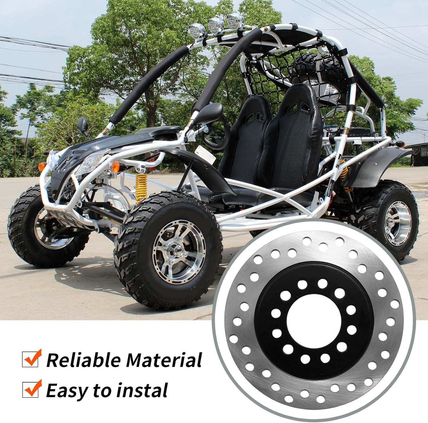 Rear Front Hydraulic Brake Assembly Caliper Master Cylinder Kit, with Disc Brake Plate Rotor Brake Pad, Replace for Go Kart Golf Cart ATV