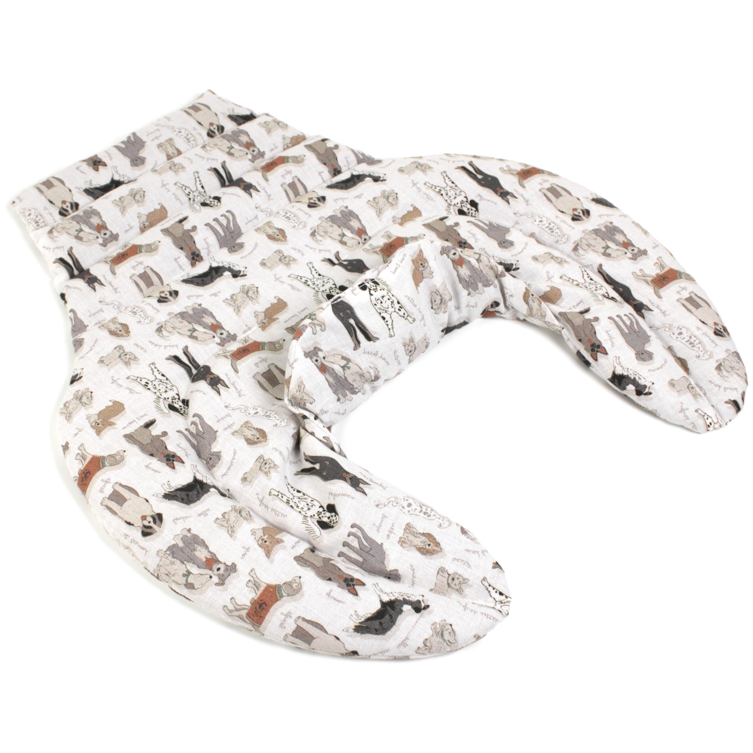 Cojín térmico para las vértebras cervicales – Cuello + hombros + espalda. Algodón biológico Perros. Almohada térmica con huesos de cerezas. Cojín de nuca. Saco térmico.