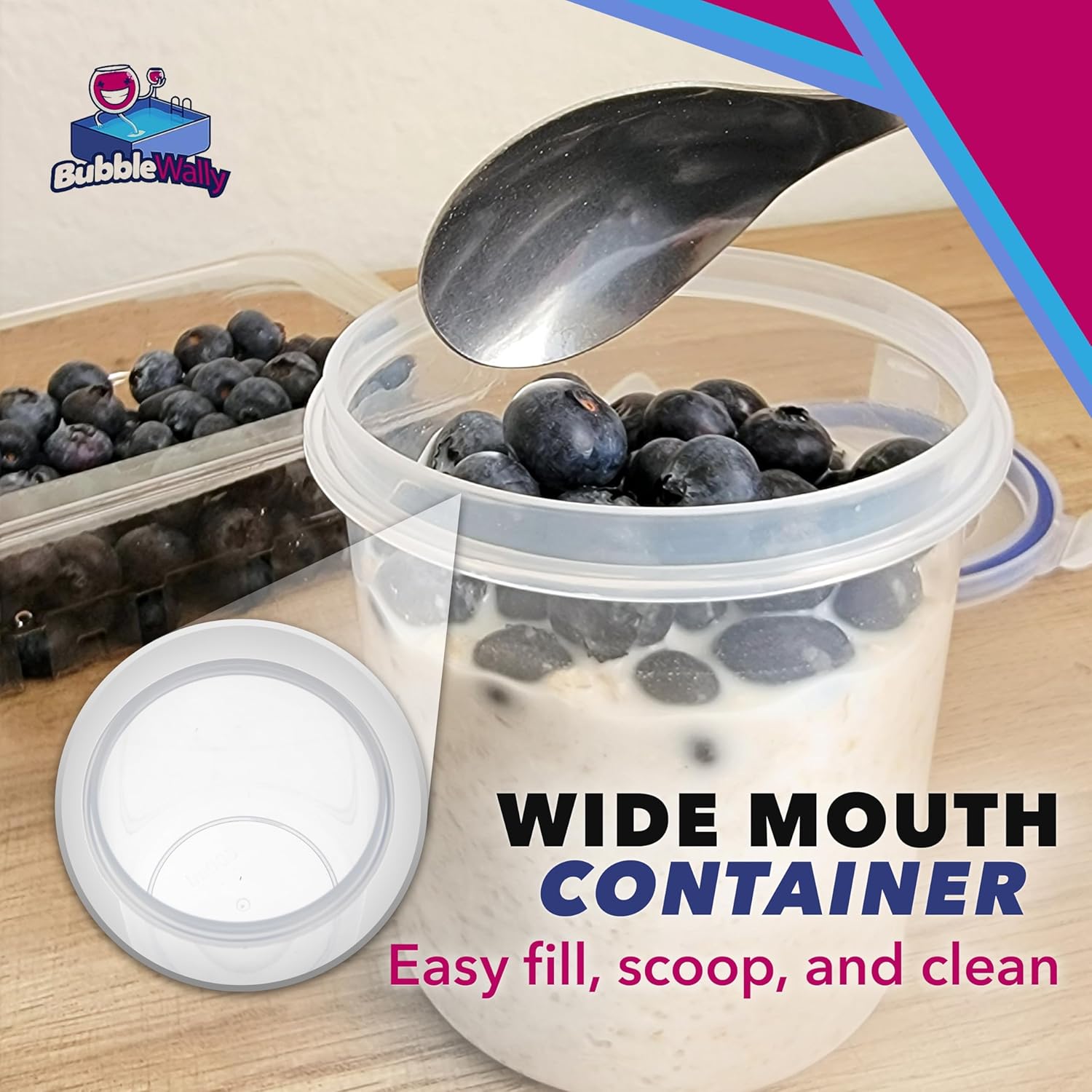 Overnight Oats Container with Lids (4-Piece set) - 16 oz Plastic Containers with Lids - Oatmeal Container to go | Portable Cereal and Milk Container on the go | Airtight Snap Lock Storage Jars - Image 6