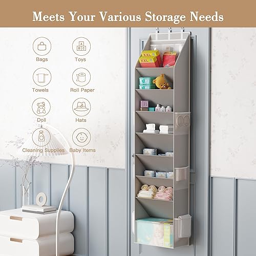 Miniatura 7 de Criusia Organizador de zapatos, organizador de zapatos sobre la puerta, almacenamiento de zapatos colgante con grandes bolsillos profundos, se