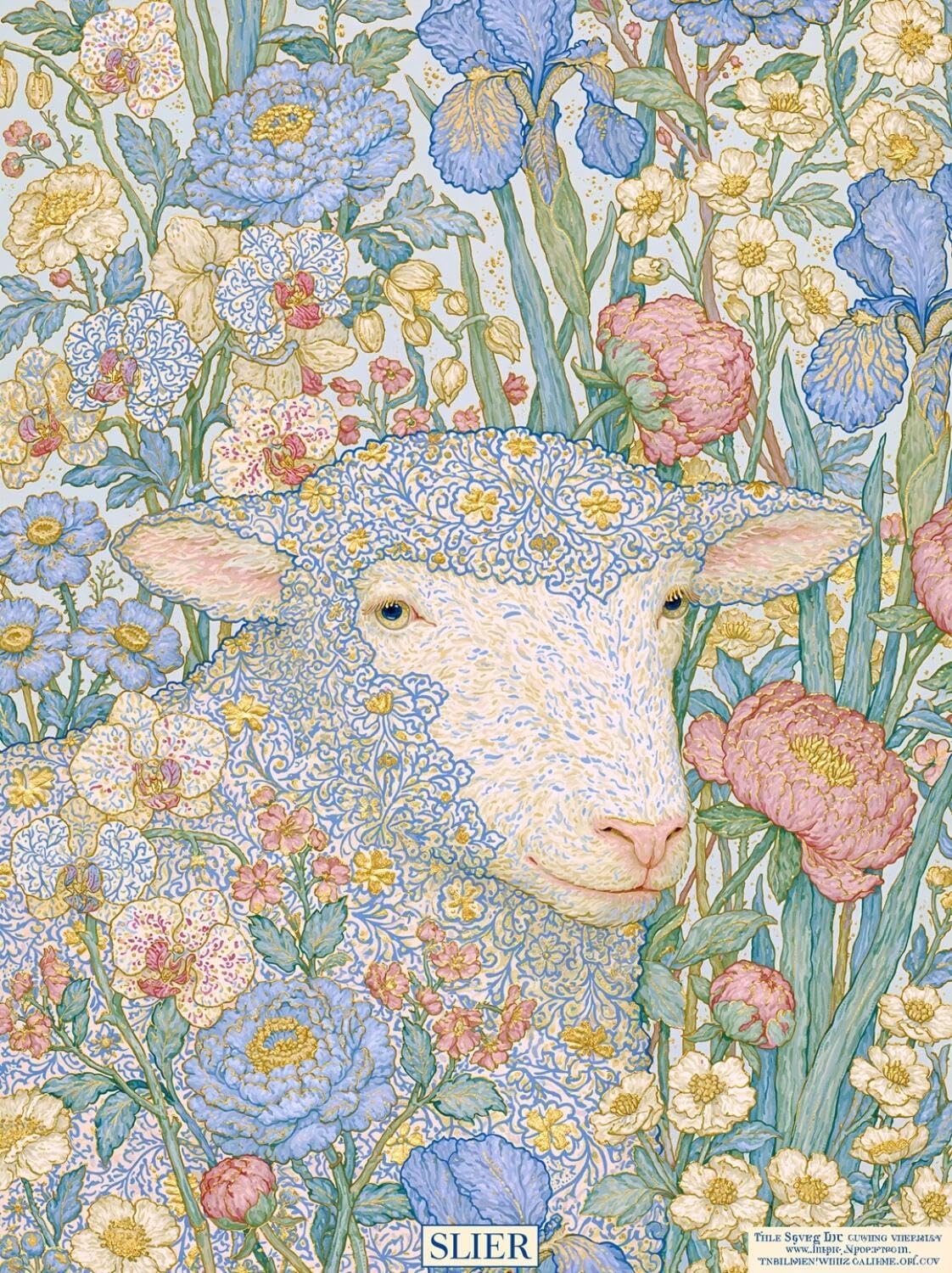 AxiangziK DIY Stamped Cross Stitch Kit Fantasy Sheep 11CT 40x50cm