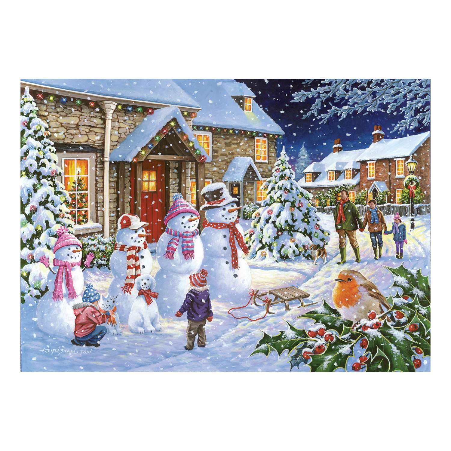 The House of Puzzles Let It Snow Jigsaw Set, 4 x 500 Piece Jigsaws for Adults Multi Puzzle Pack, Artist Illustrated - Image 3