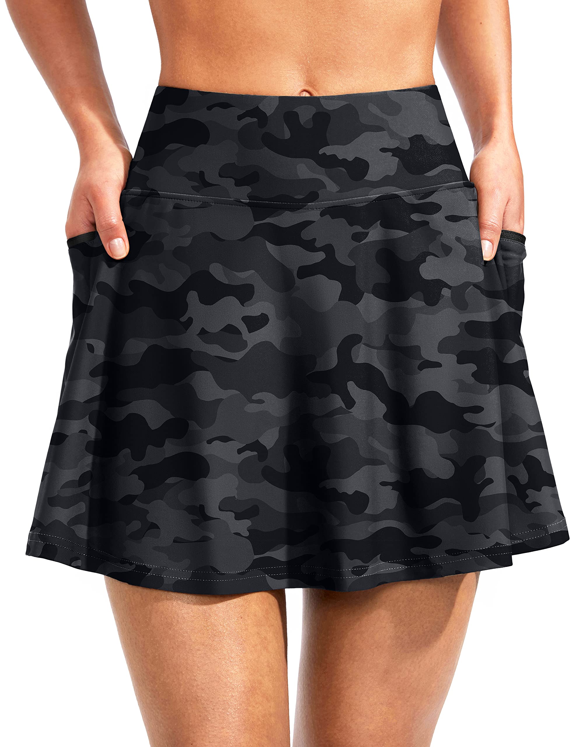 Kayrth Women's High Waisted Swim Skirt with Zipper Pockets Tankini Bottoms | Tummy Control, Bathing Suit, Built-in Shorts, Quick Dry, Stretchy, Beach, Pool, Surf